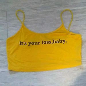Yellow crop top for women, large.